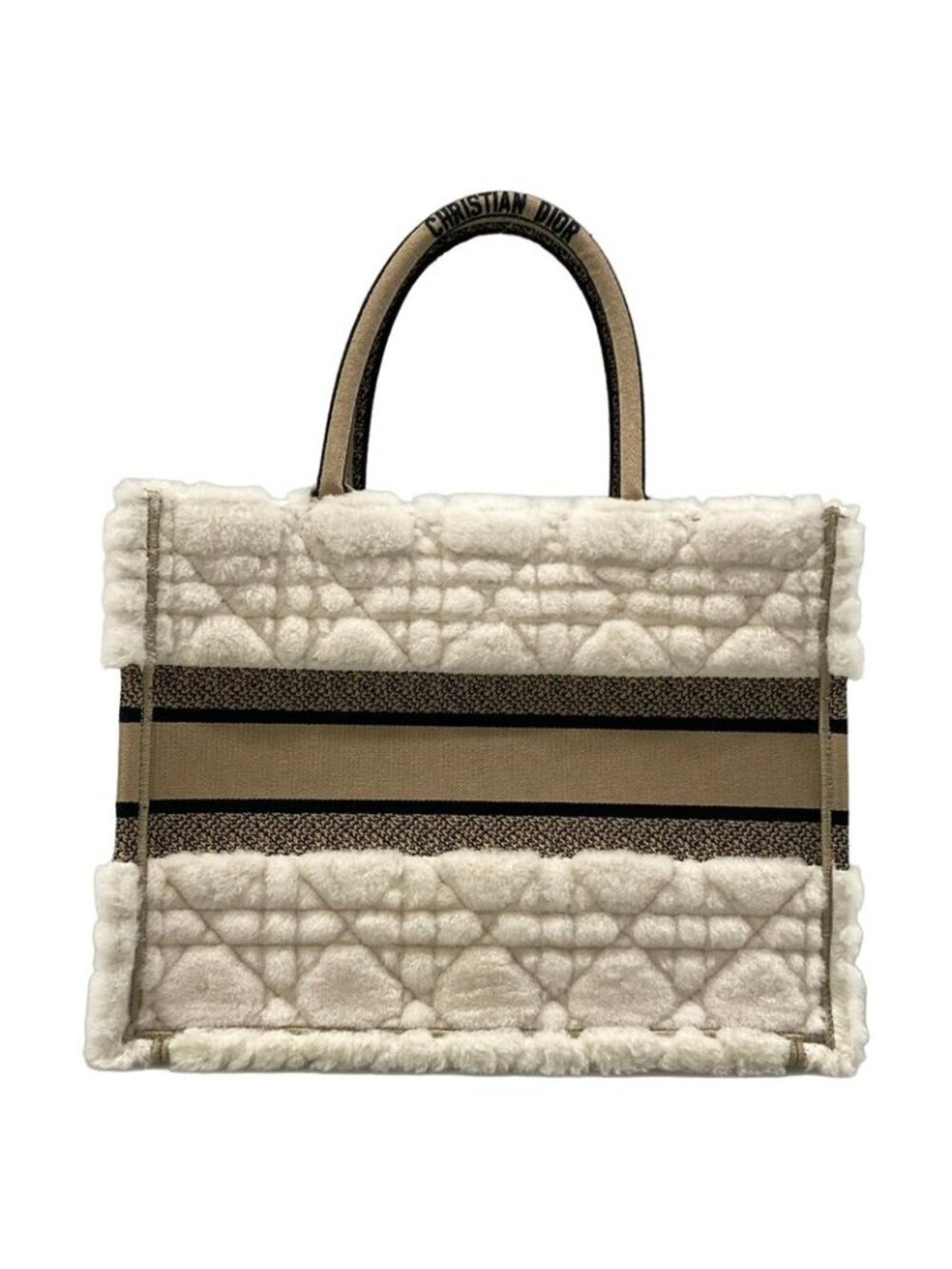 Dior Tote Book Midi Vintage Small Ivory Beige Black - Picture 3 of 15